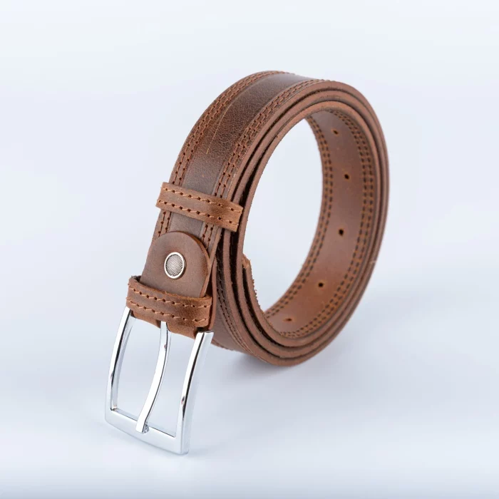 Braon Kaiš 3,5Cm – Dupli Štep Braon Konac (Retro)