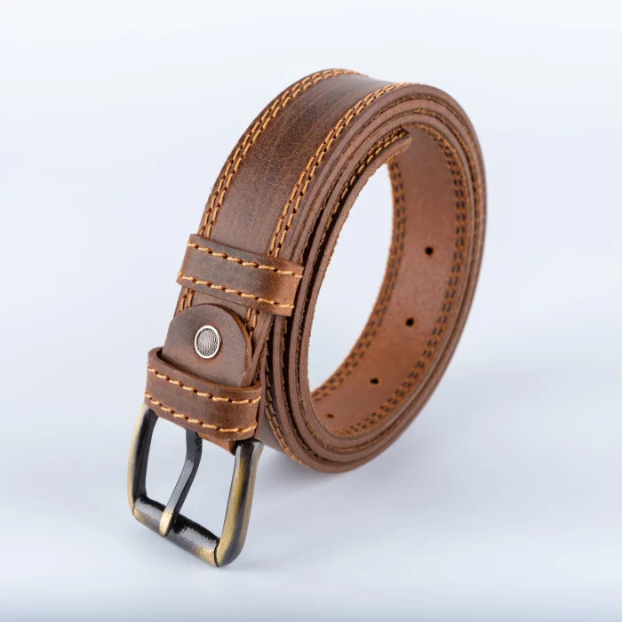Braon Kaiš 4Cm – Dupli Štep Žuti Konac (Retro)