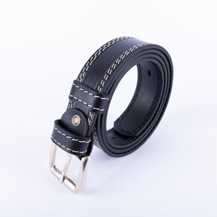 Crni Kais 4Cm Beli Konac Dupli Step