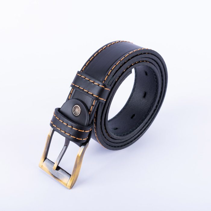 Crni Kais 4Cm Zuti Konac