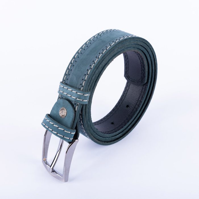 Plavi Kais 3.5Cm Beli Sivi Konac Dupli Step Brusena Koza