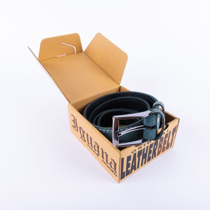 Plavi Kais 3.5Cm Beli Sivi Konac Dupli Step Brusena Koza U Kutiji