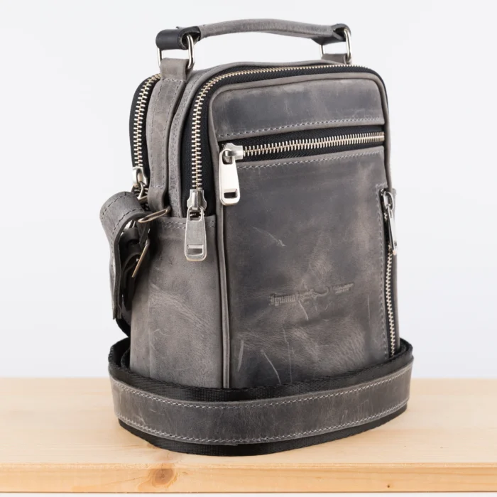 Kožna Tašna Pes Siva (Brušena Koža) - Slika 2