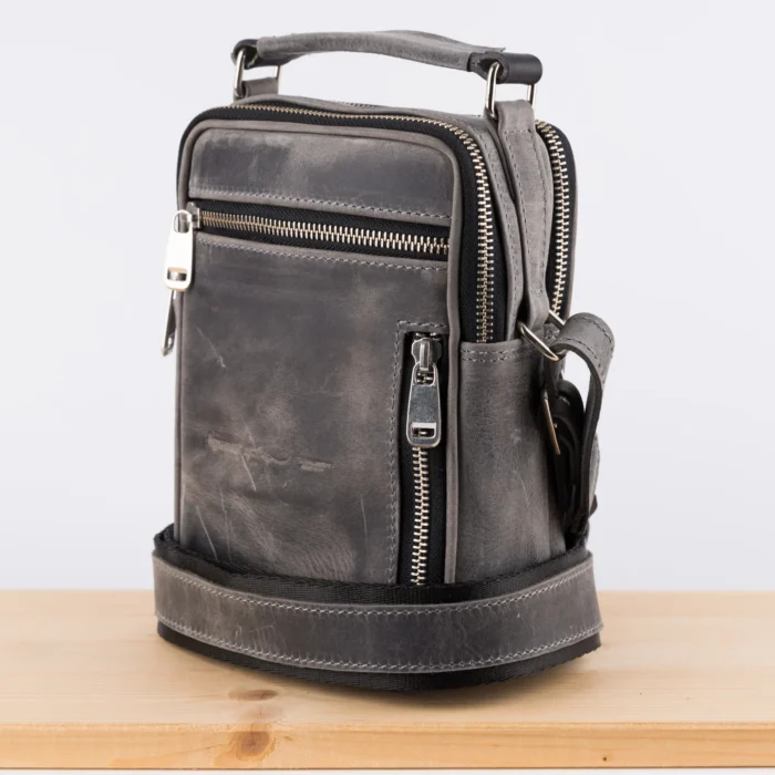 Kožna Tašna Pes Siva (Brušena Koža) - Slika 3