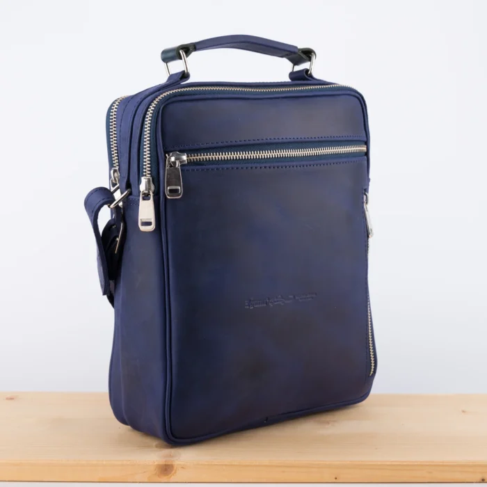 Kožna Tašna Ves Plava (Brušena Koža) - Slika 2