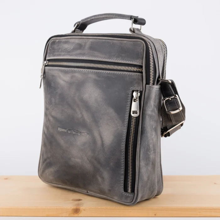 Kožna Tašna Ves Siva (Brušena Koža) - Slika 3