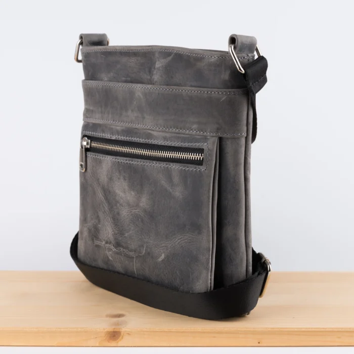 Kožna Tašna Ži Siva (Brušena Koža) - Slika 3